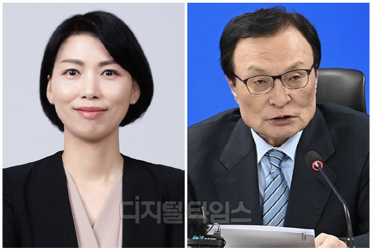 김정화(왼쪽) 대통령직인수위원회 기획·조정분과 상임자문위원과 이해찬 더불어민주당 상임고문. <디지털타임스 DB>